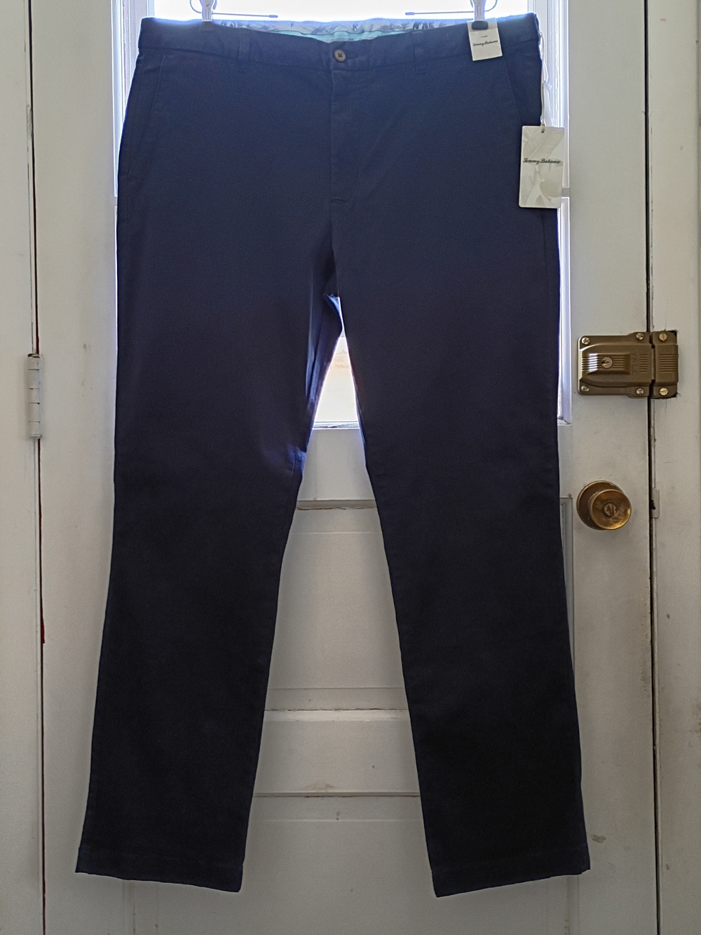 NWT Tommy Bahama Trousers Navy Borocay 40x32" Back Welt Pocket Cotton Blend Prep